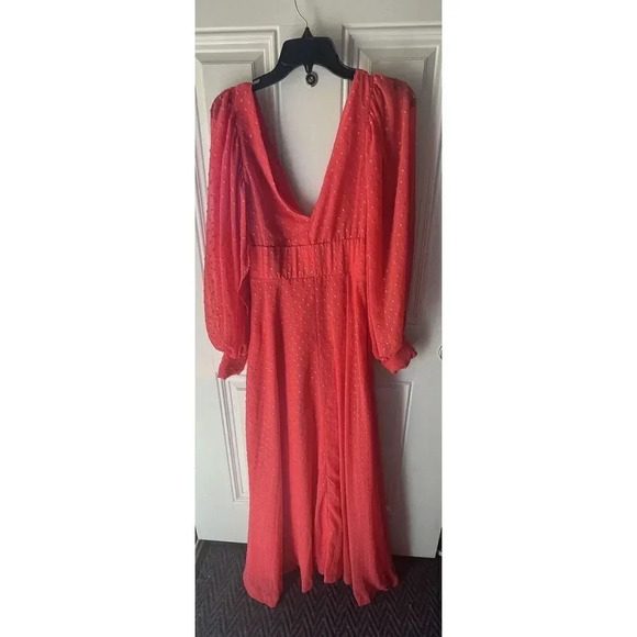 Kimberly Goldson NEW Lesli Jacquard Maxi Dress SIZE Xs WOMENS Coral Gold - Picture 15 of 16